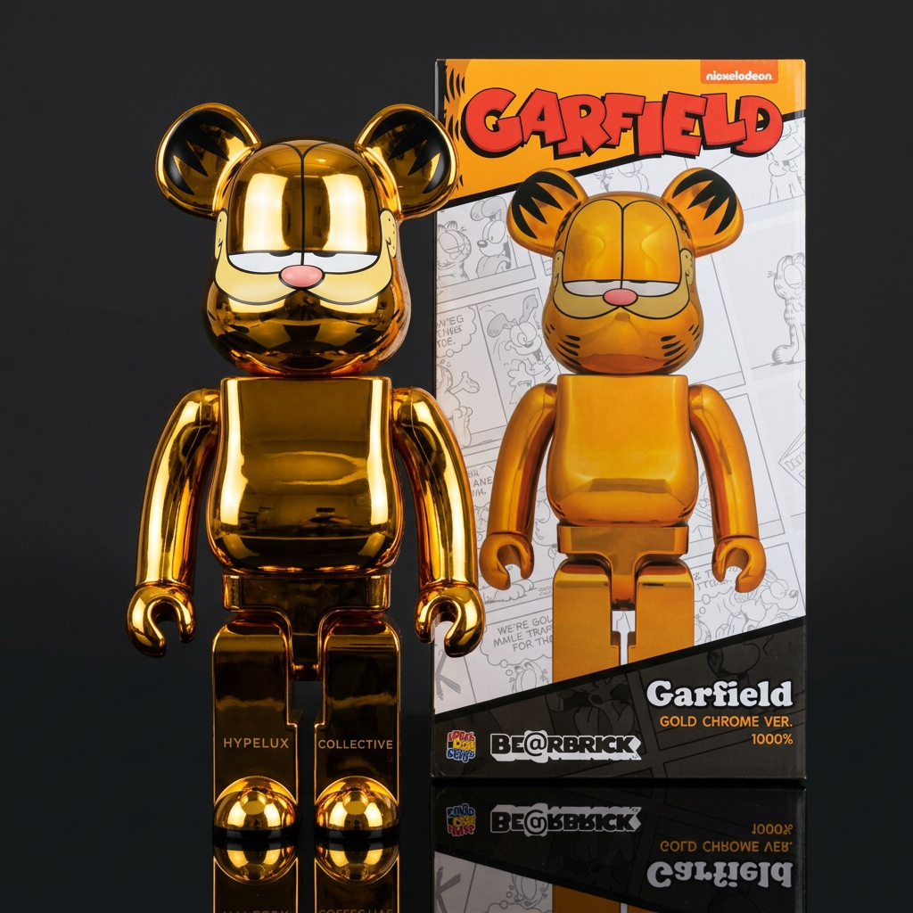 Bearbrick BE@RBRICK Garfield 100% & 400% Set Gold Chrome Ver